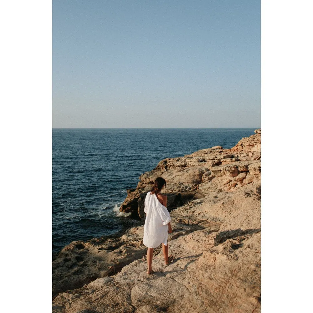 Linen supersize shirt in white by Seaside Tones