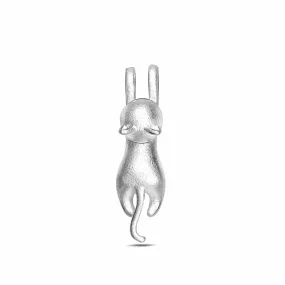 Matte Hanging Cat Pendant Sterling Silver