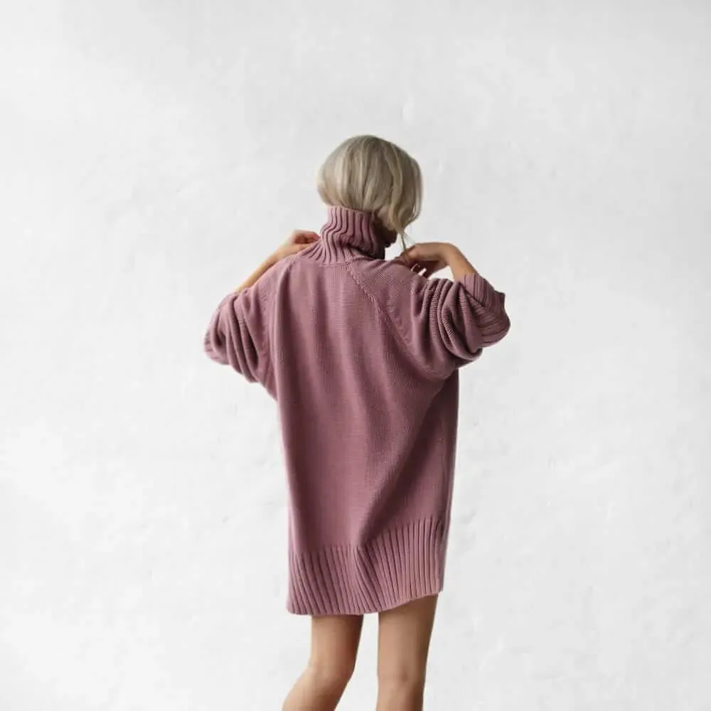 Mauve recycled cotton turtleneck sweater by Seaside Tones