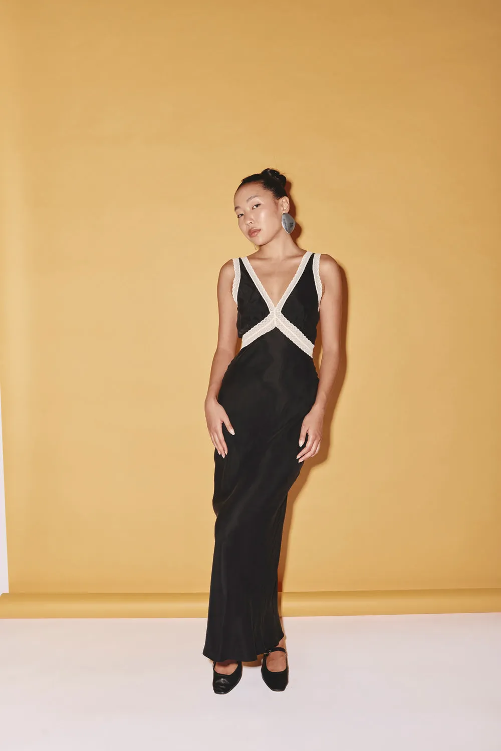 Meet Me On The Dance Floor Bias Cut Maxi Dress Black