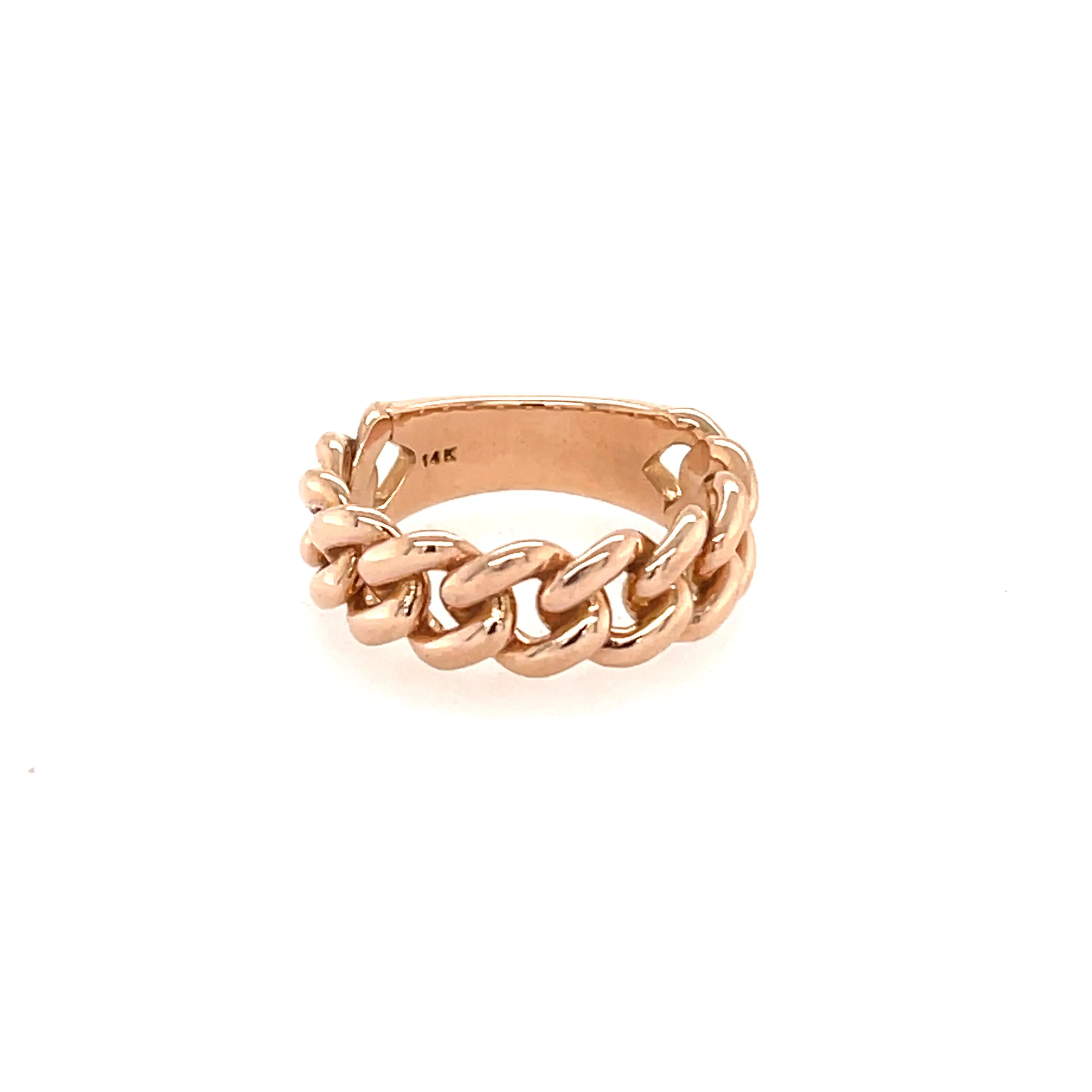 Men's Cuban Link Ring Solid 14K Gold MR005