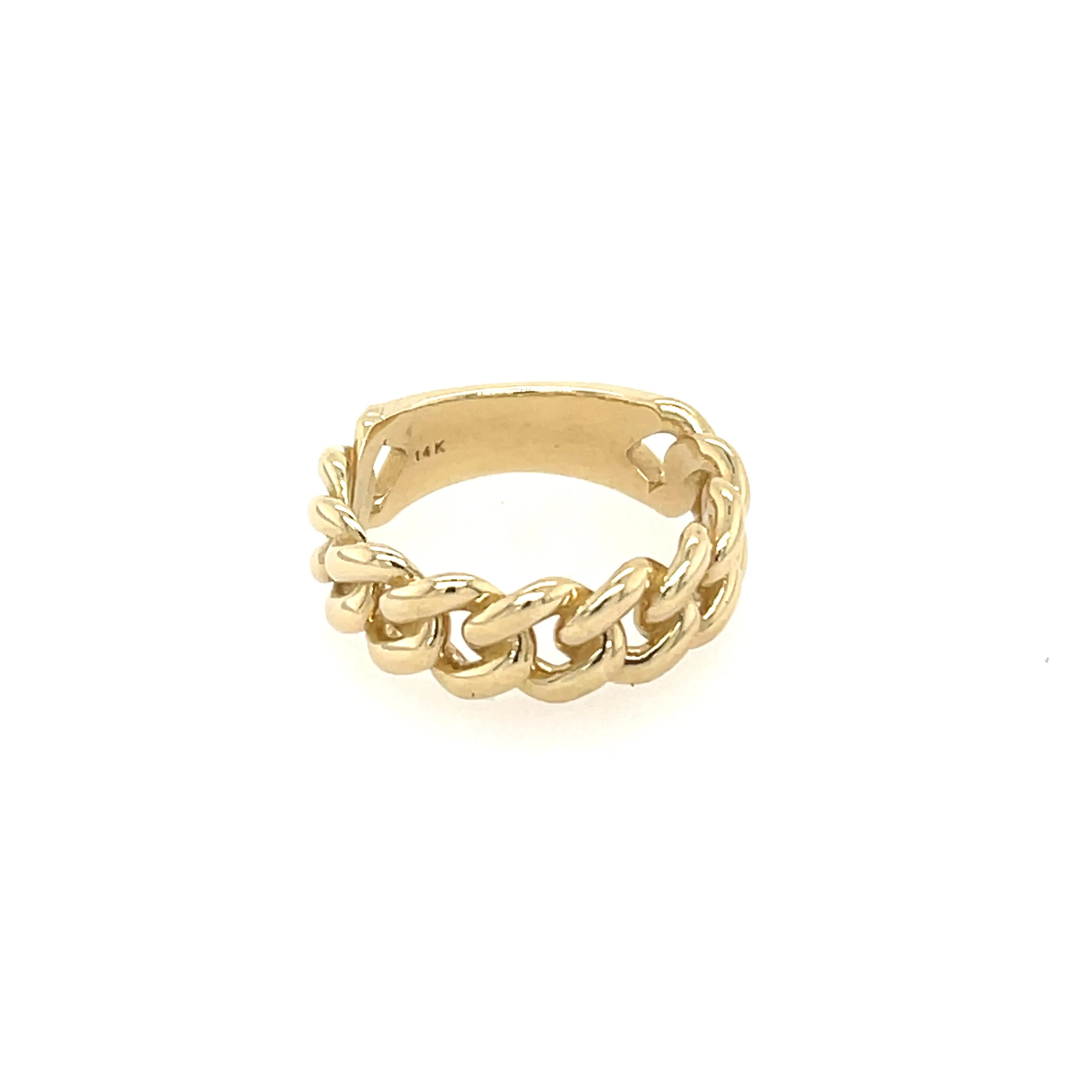 Men's Cuban Link Ring Solid 14K Gold MR005