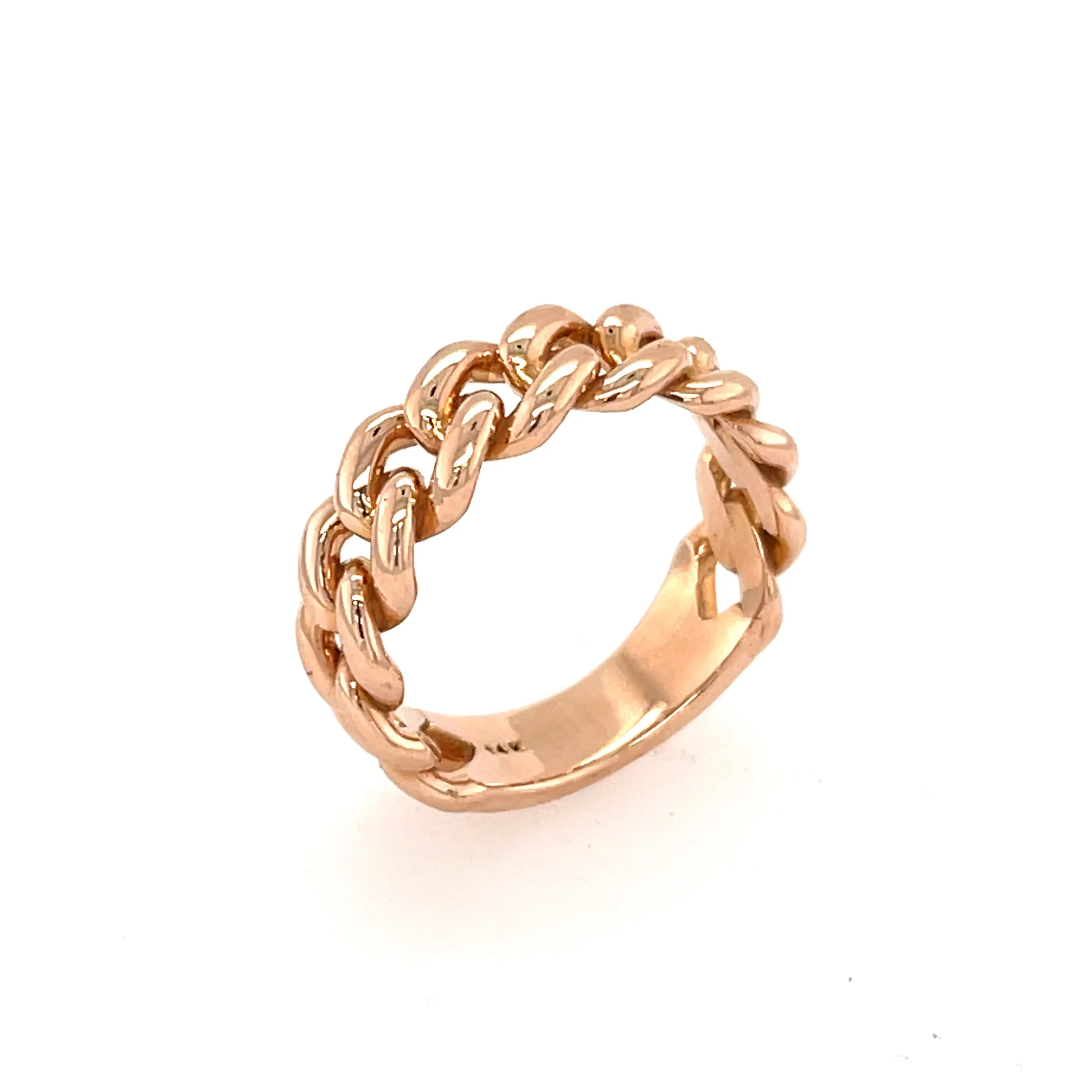 Men's Cuban Link Ring Solid 14K Gold MR005