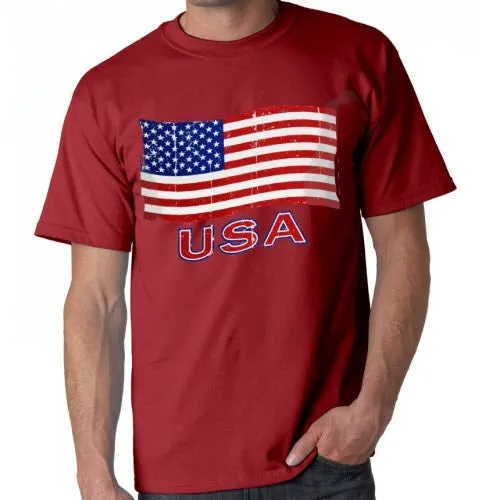 Men's USA Waving Flag T-Shirt in Five Colors