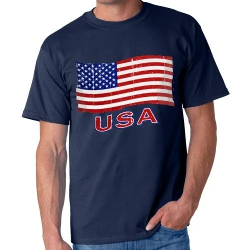 Men's USA Waving Flag T-Shirt in Five Colors