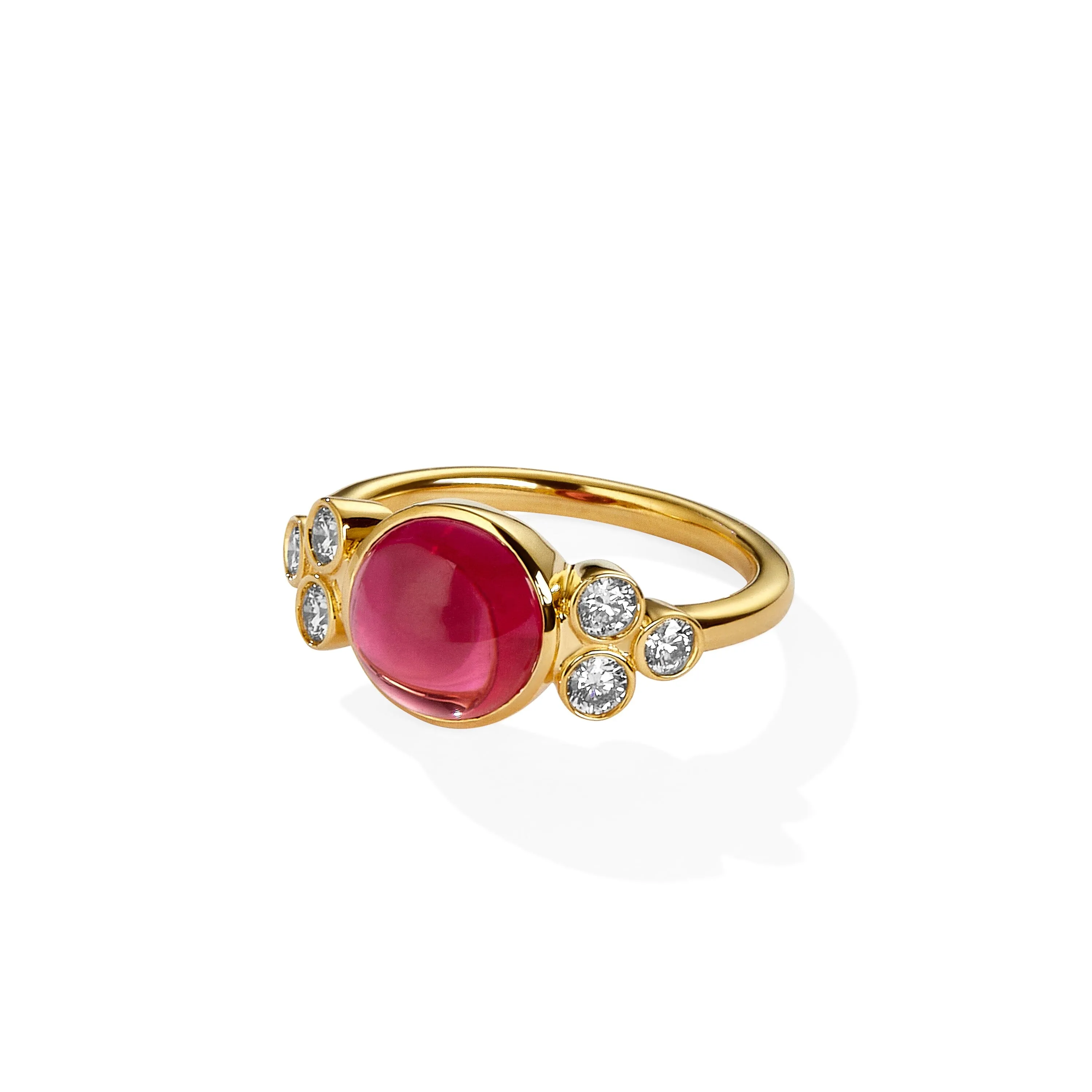 Mogul Rubellite Cabochon Ring