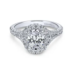 Mounting Only, 14k White Gold Oval Halo Engagement Ring