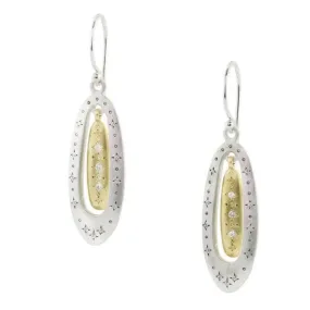 Oval Silver & Gold Shooting Star Earrings