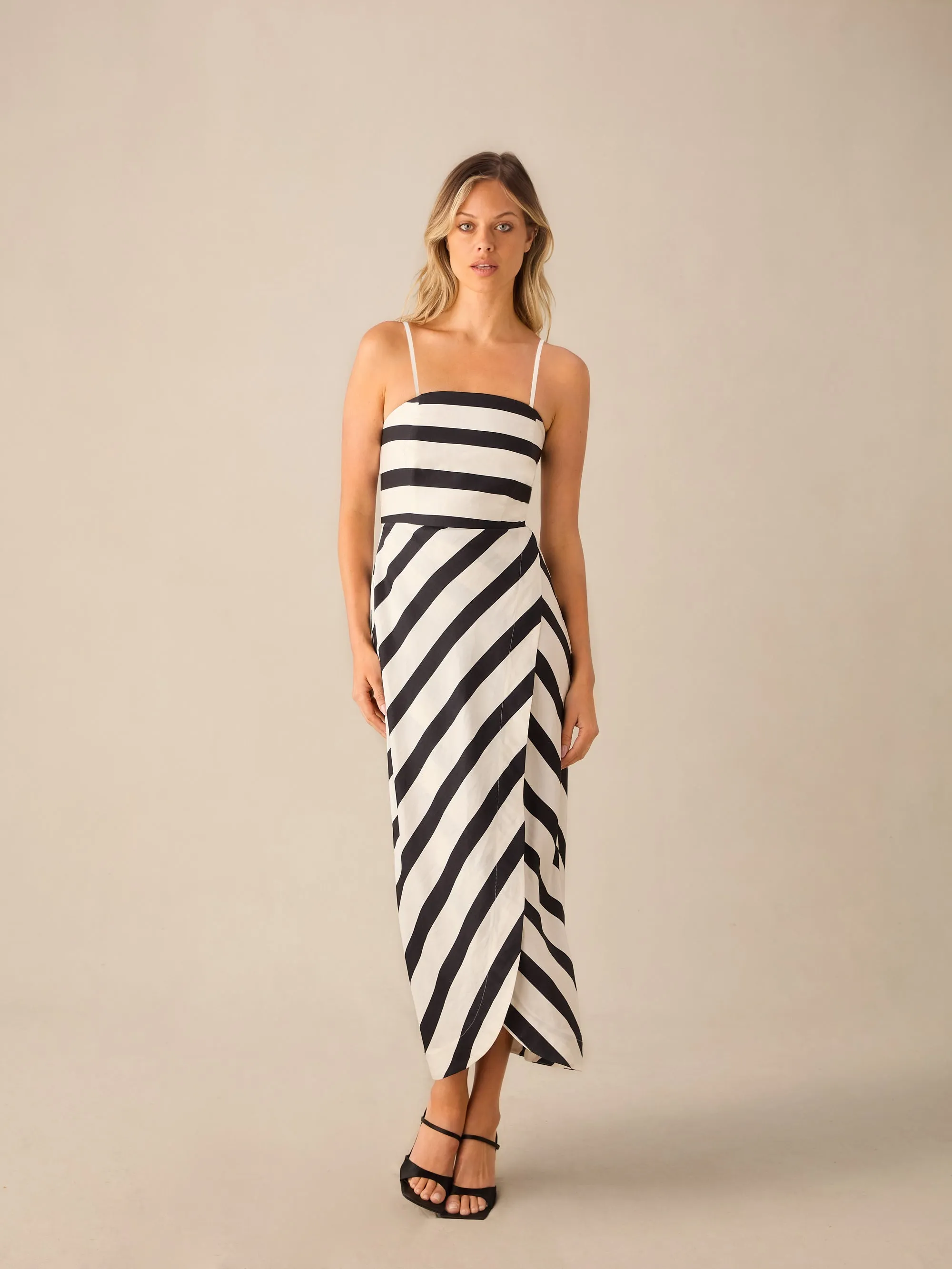 Penelope Stripe Bandeau Wrap Dress