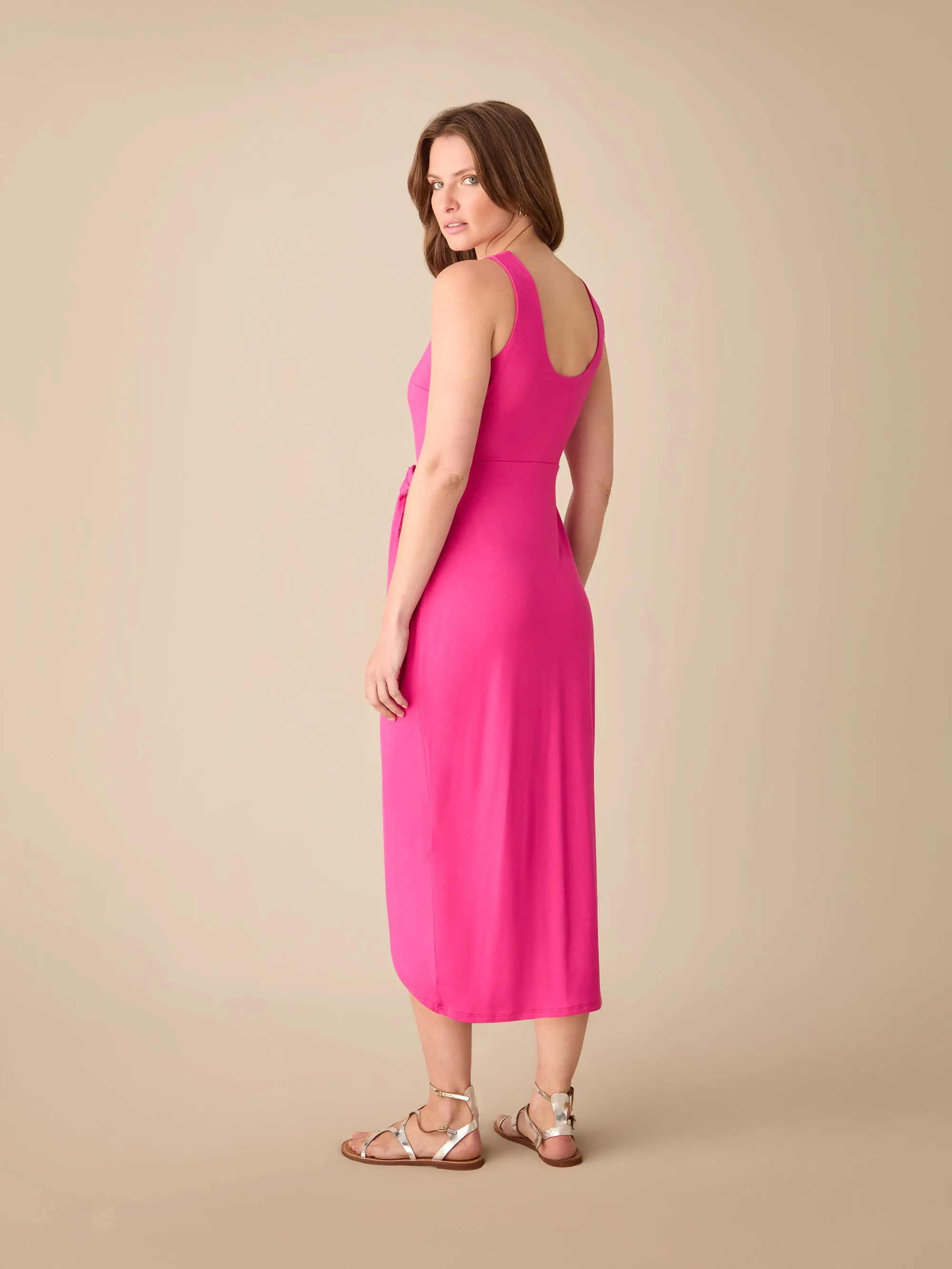 Petite Pink Jersey Tie Waist Dress