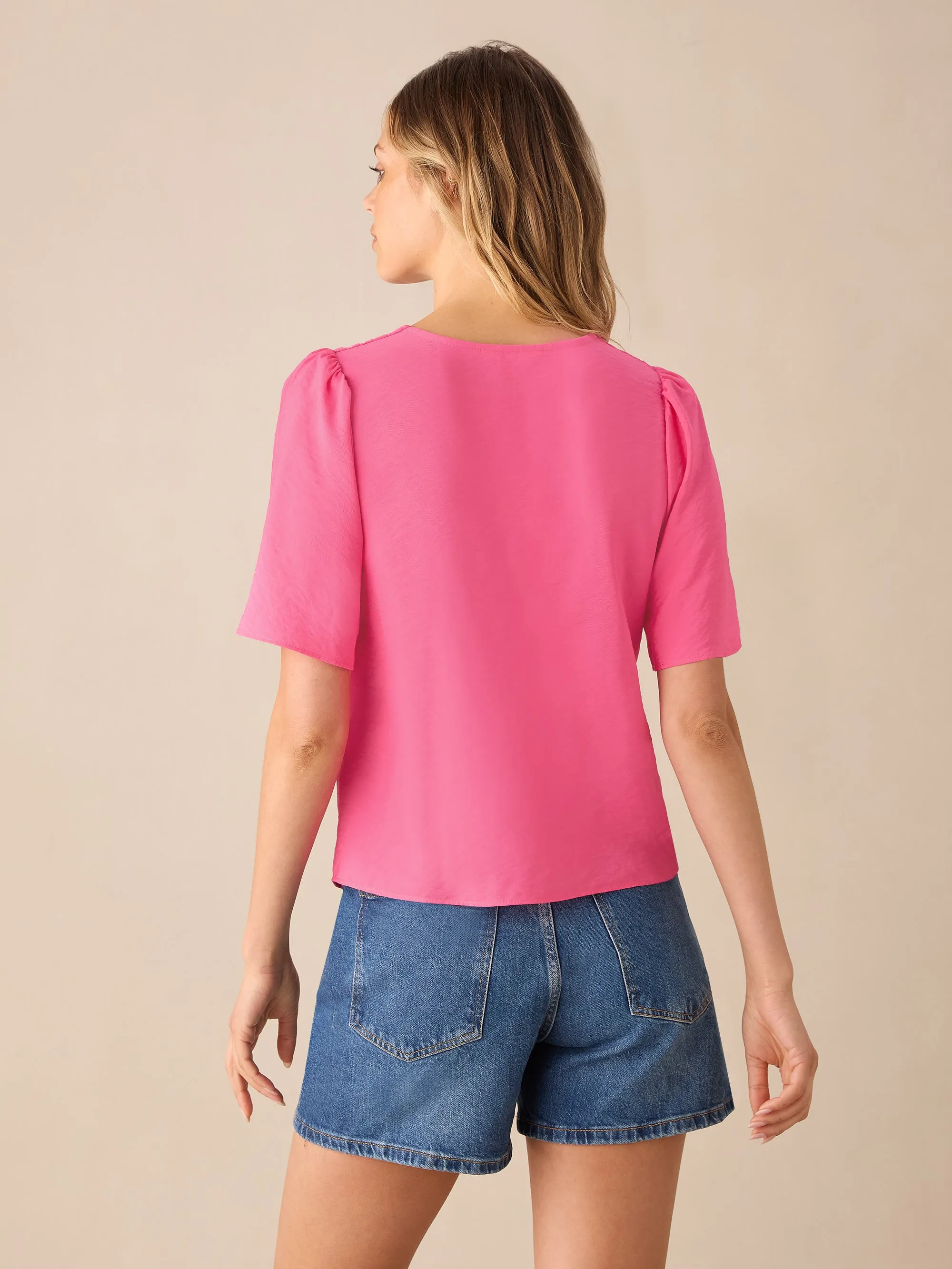 Pink Flutter Sleeve Top