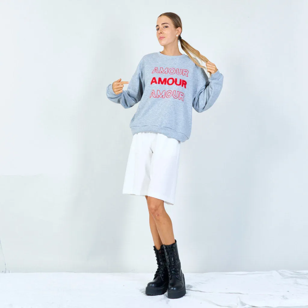 "Amour" embroidered sweatshirt wholesale