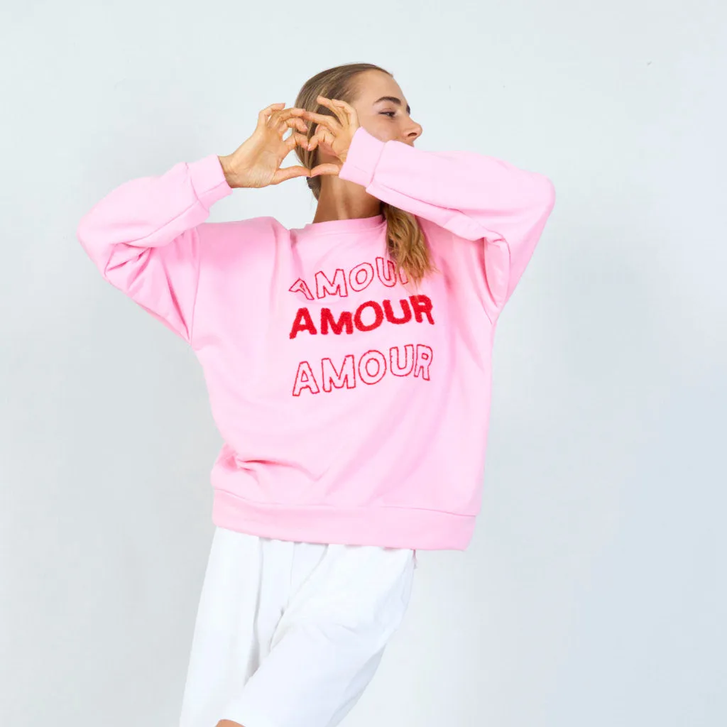 "Amour" embroidered sweatshirt wholesale