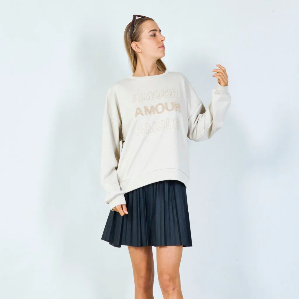 "Amour" embroidered sweatshirt wholesale