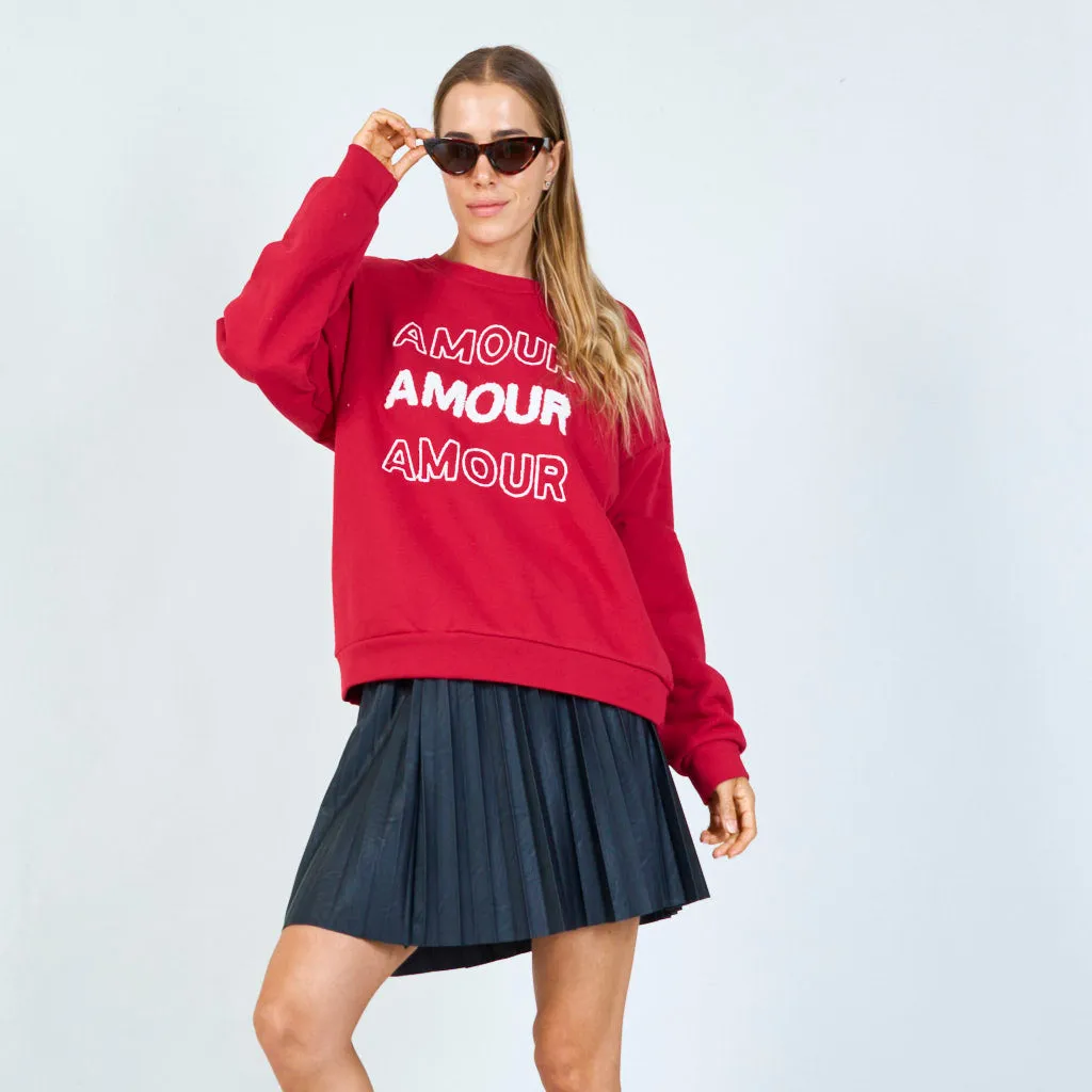 "Amour" embroidered sweatshirt wholesale