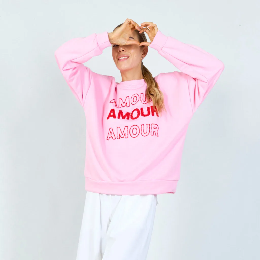 "Amour" embroidered sweatshirt wholesale