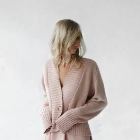 Recycled cotton cardigan in Pink by Seaside Tones