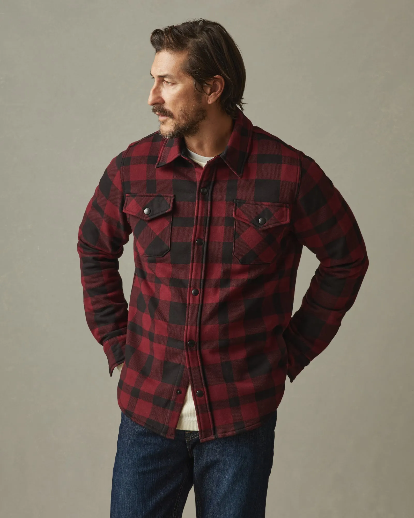 Redwood Fleece Overshirt - Oxblood Plaid