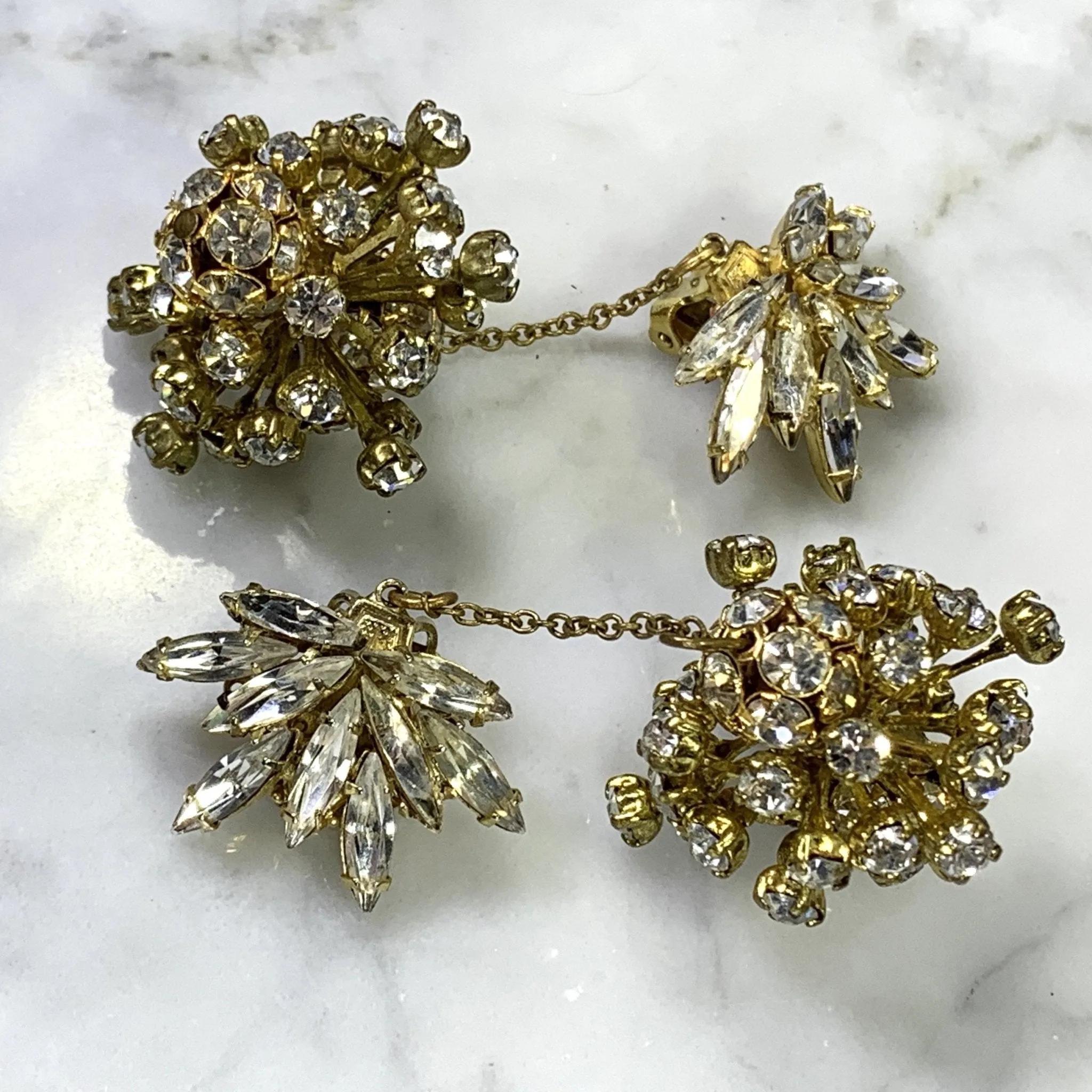 Rhinestone Drop Earrings by Hattie Carnegie. Stunning Clip-on Earrings with Lots of  Sparkle.