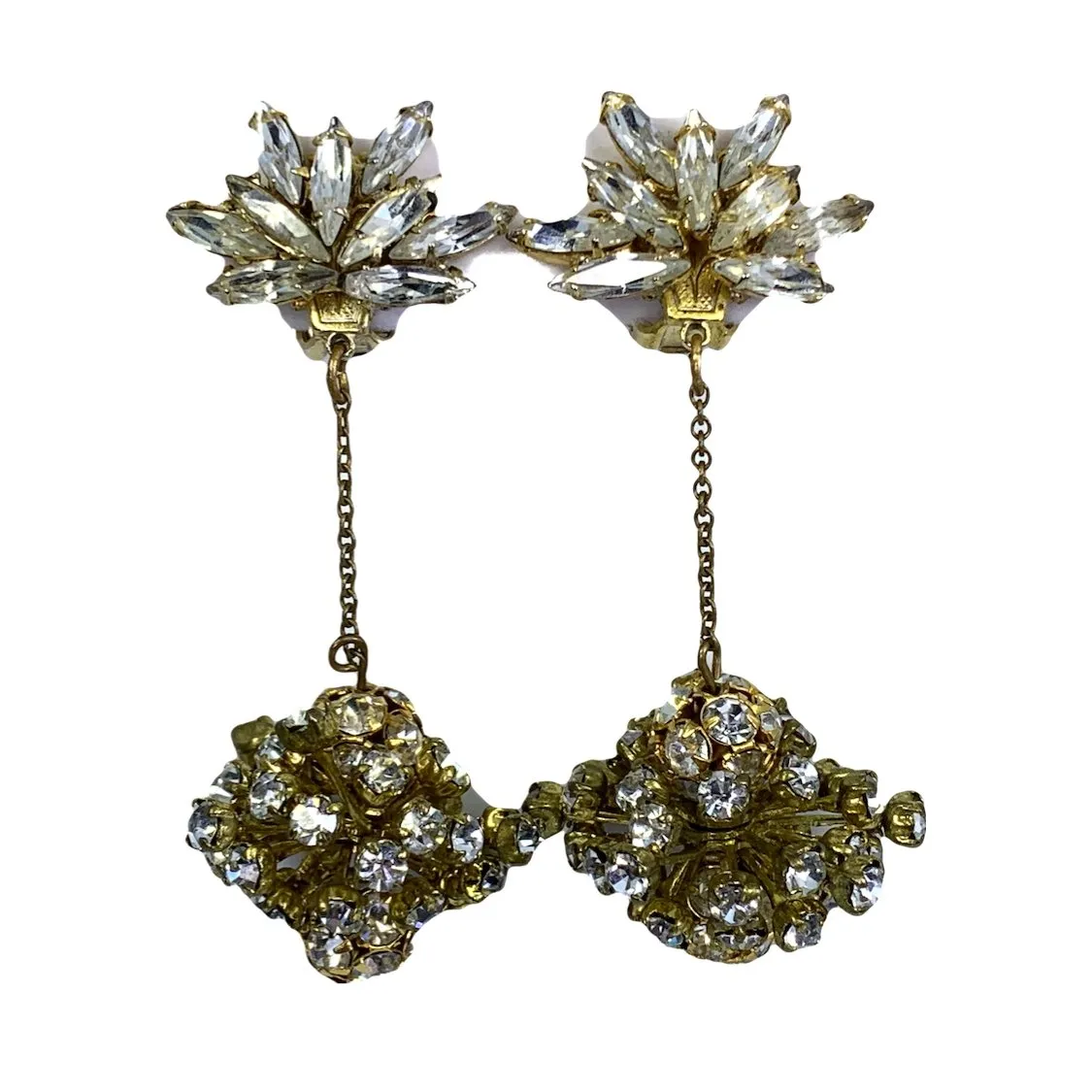 Rhinestone Drop Earrings by Hattie Carnegie. Stunning Clip-on Earrings with Lots of  Sparkle.