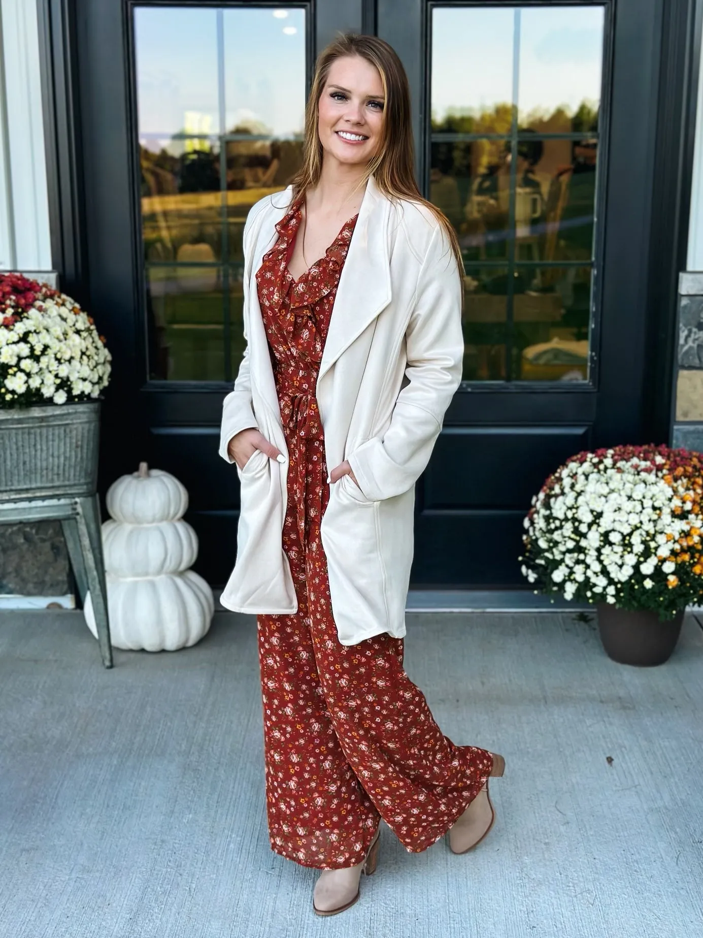 Rust Floral Jumpsuit