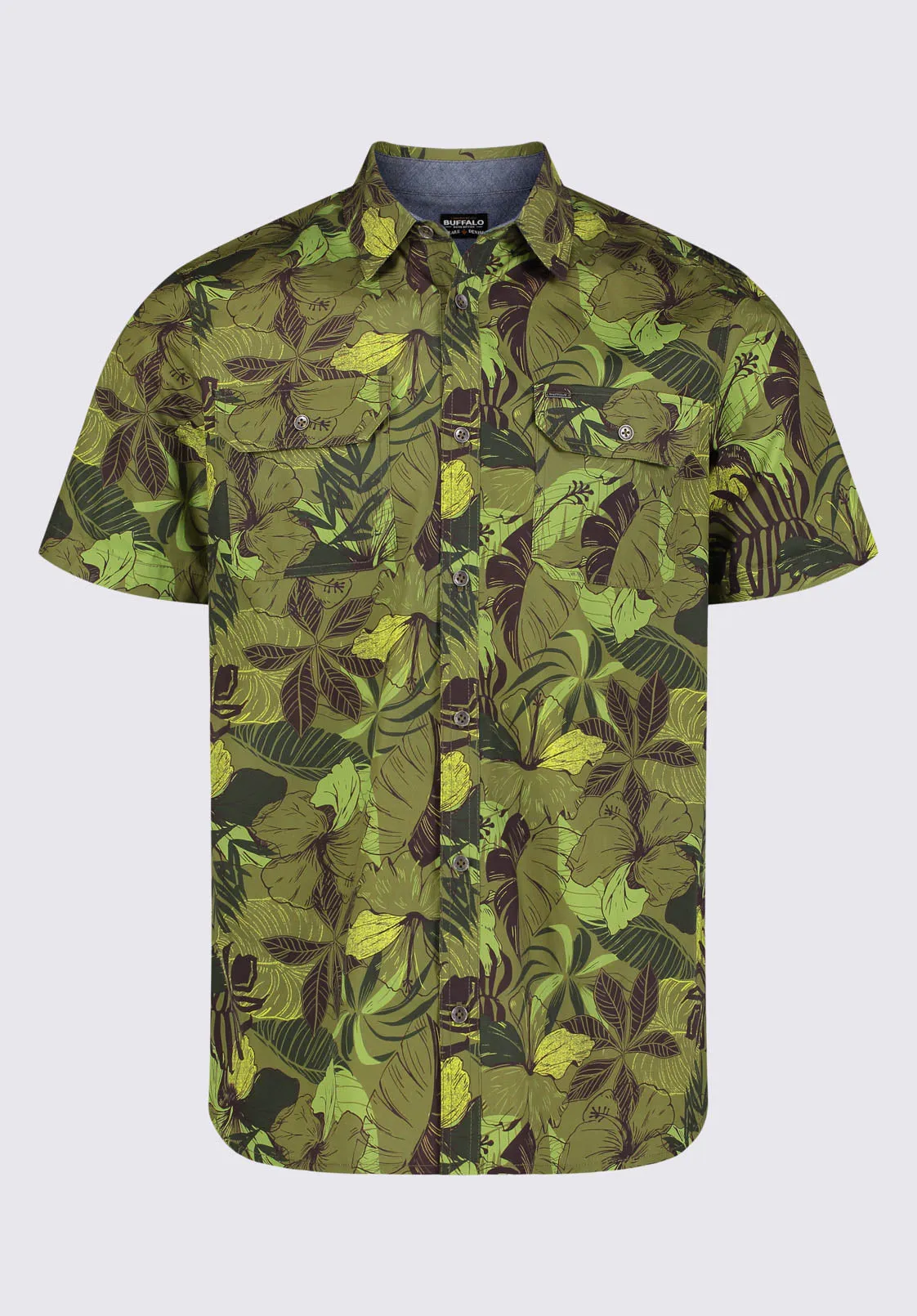 Sayool Men’s Short-Sleeve Printed Shirt in Sphagnum Green - BM24282