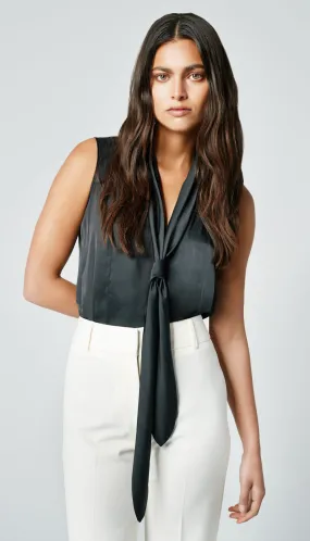 Sleeveless Tie Neck Shell