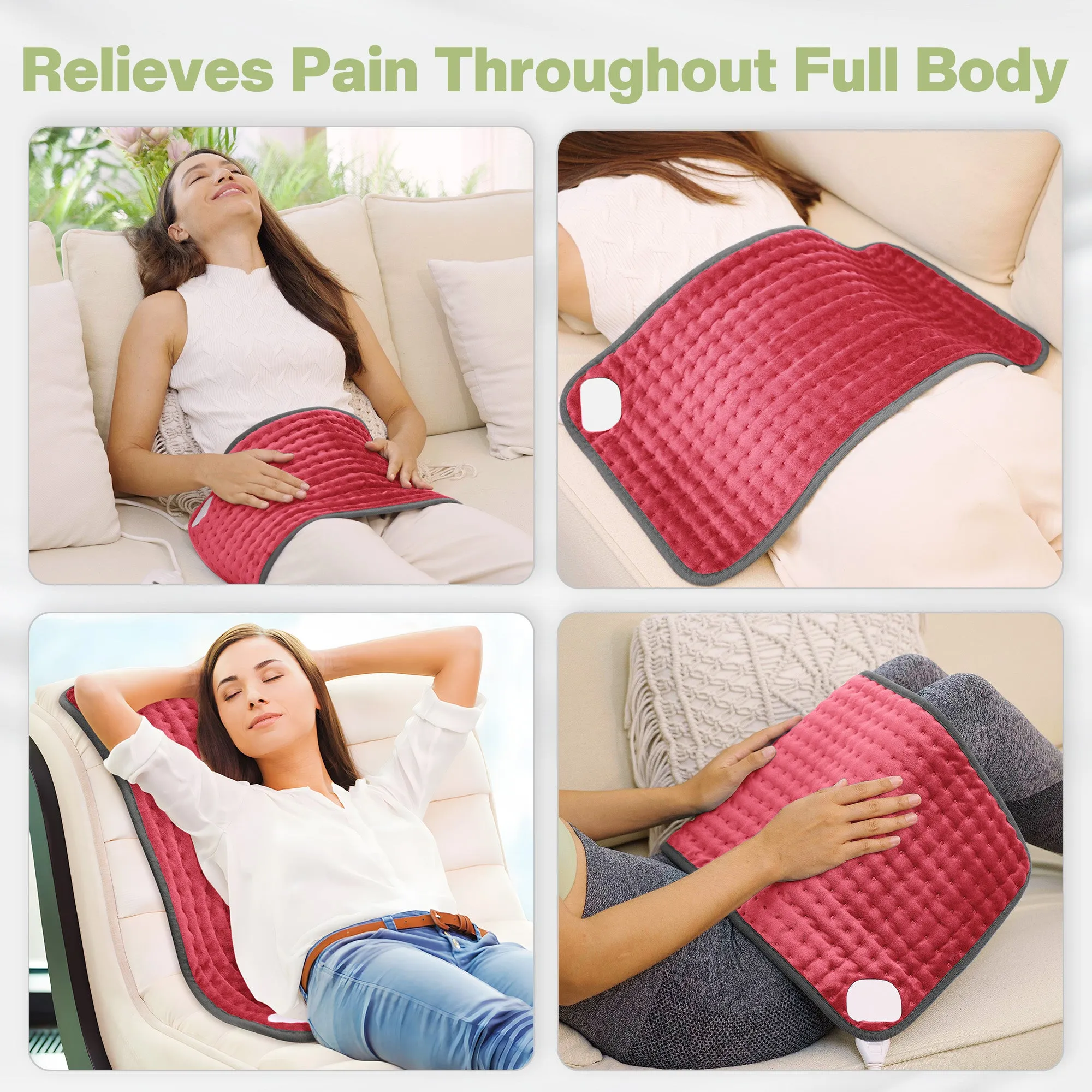 Snailax Electric Heating Pad for Back & Multiple Body Parts Pain Relief - SL-019M3-R