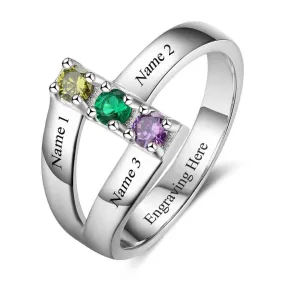 Sterling Silver Personalized Birthstone Ring For Women