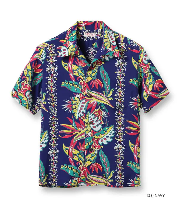 Sugarcane Sun Surf short sleeve Hawaiian shirt - Bird Of Paradise and Monstera - Navy