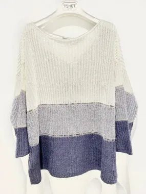 Sweater - White/Grey/Steel Blue