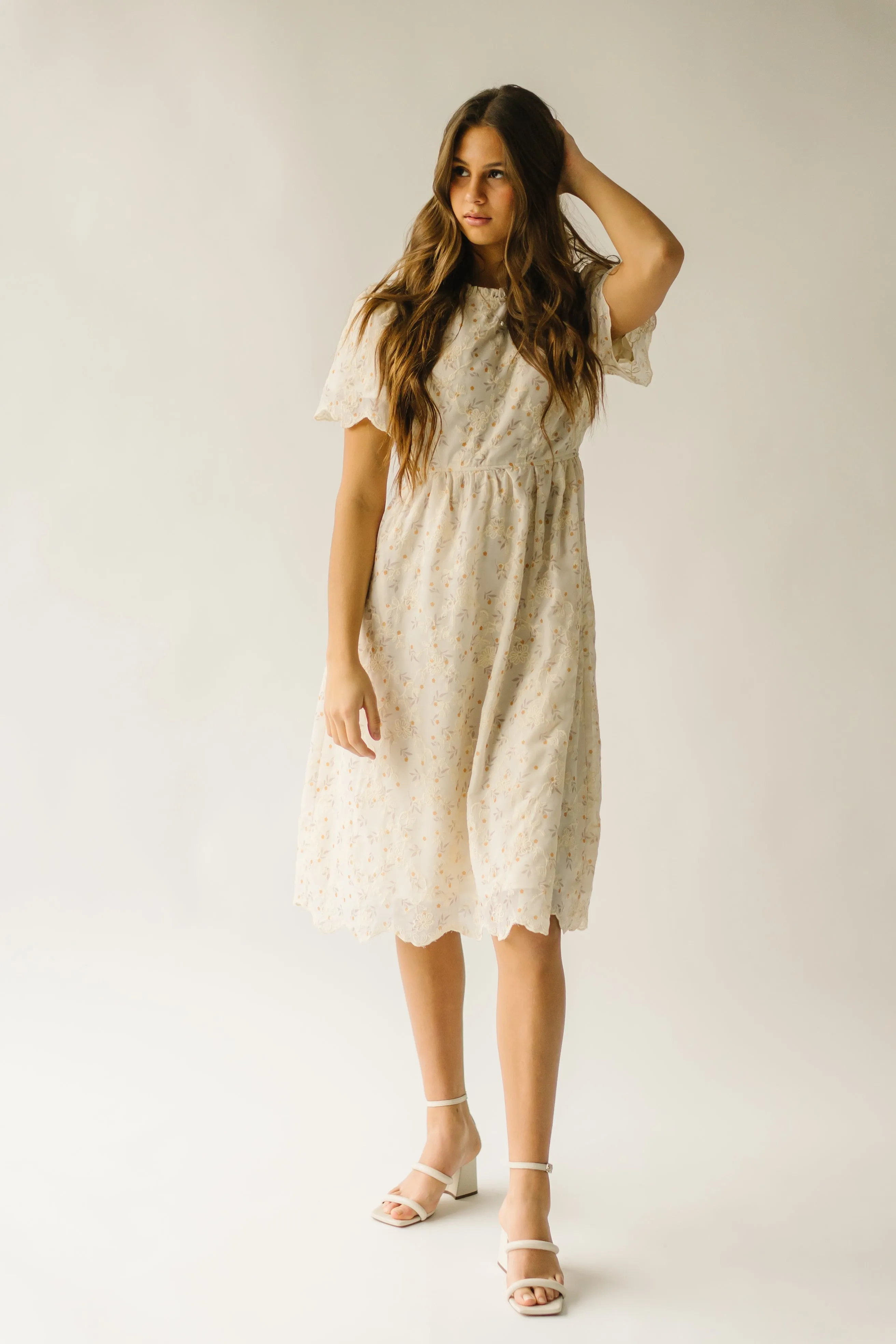 The Annetta Embroidered Detail Dress in Ivory   Marigold