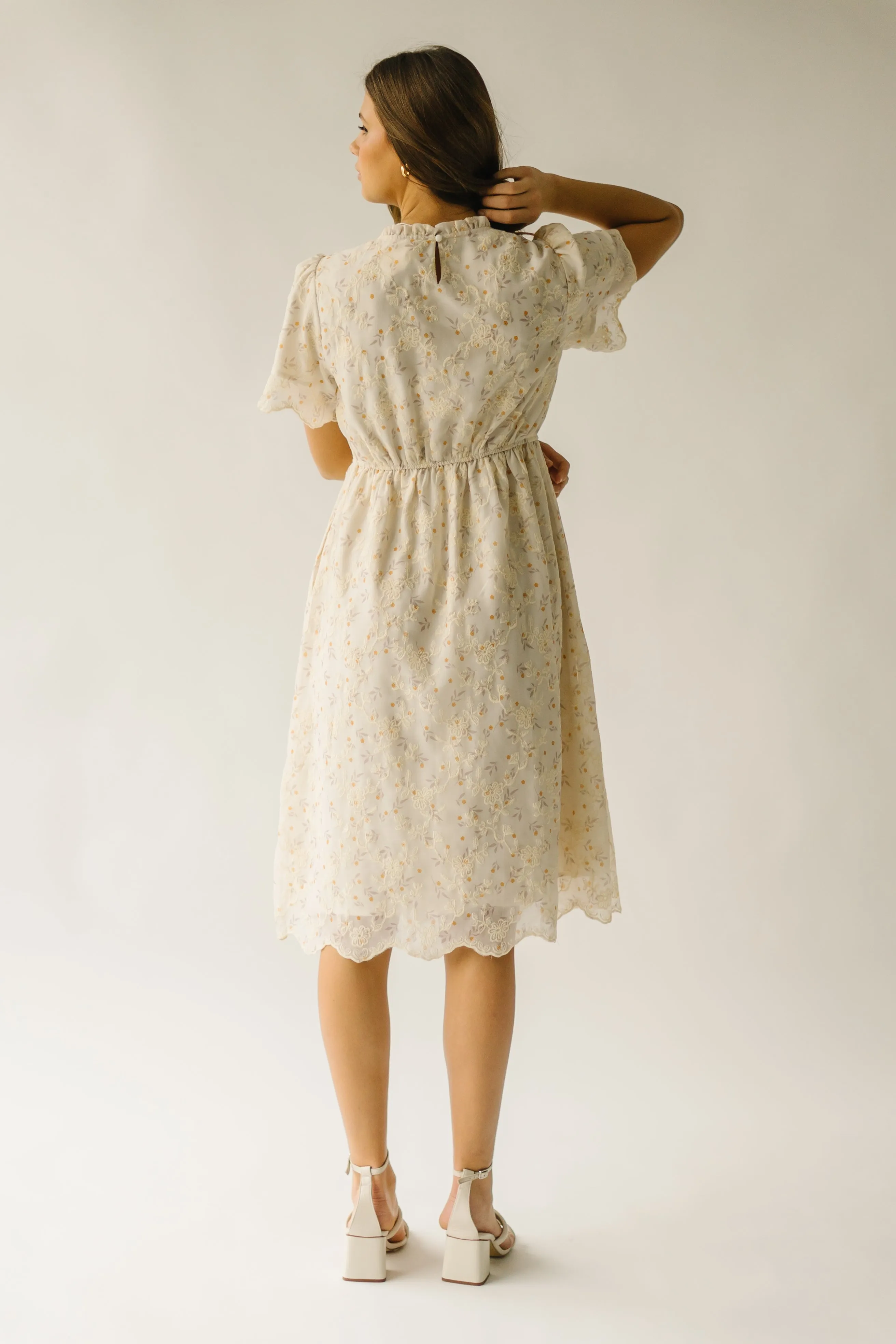 The Annetta Embroidered Detail Dress in Ivory   Marigold