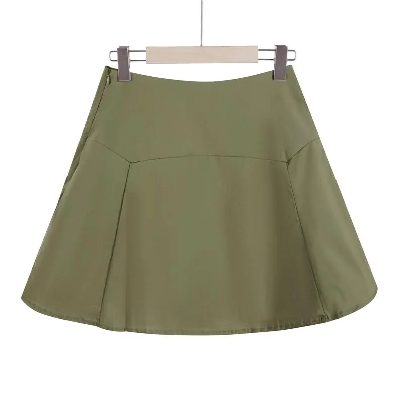 The Keira Cotton Mini Skirt - Green