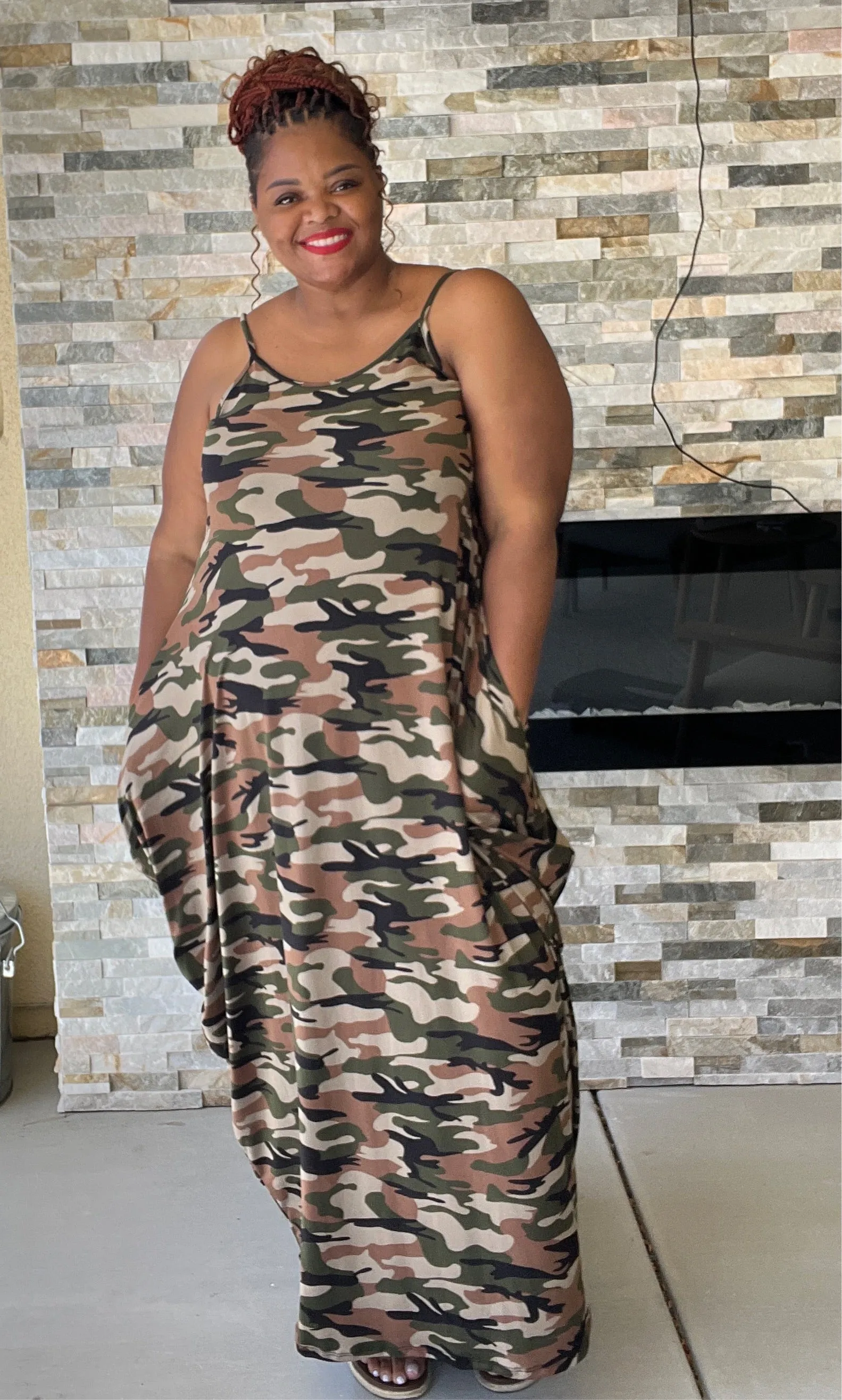 The Mira Camoflauge Maxi Dress With Pockets