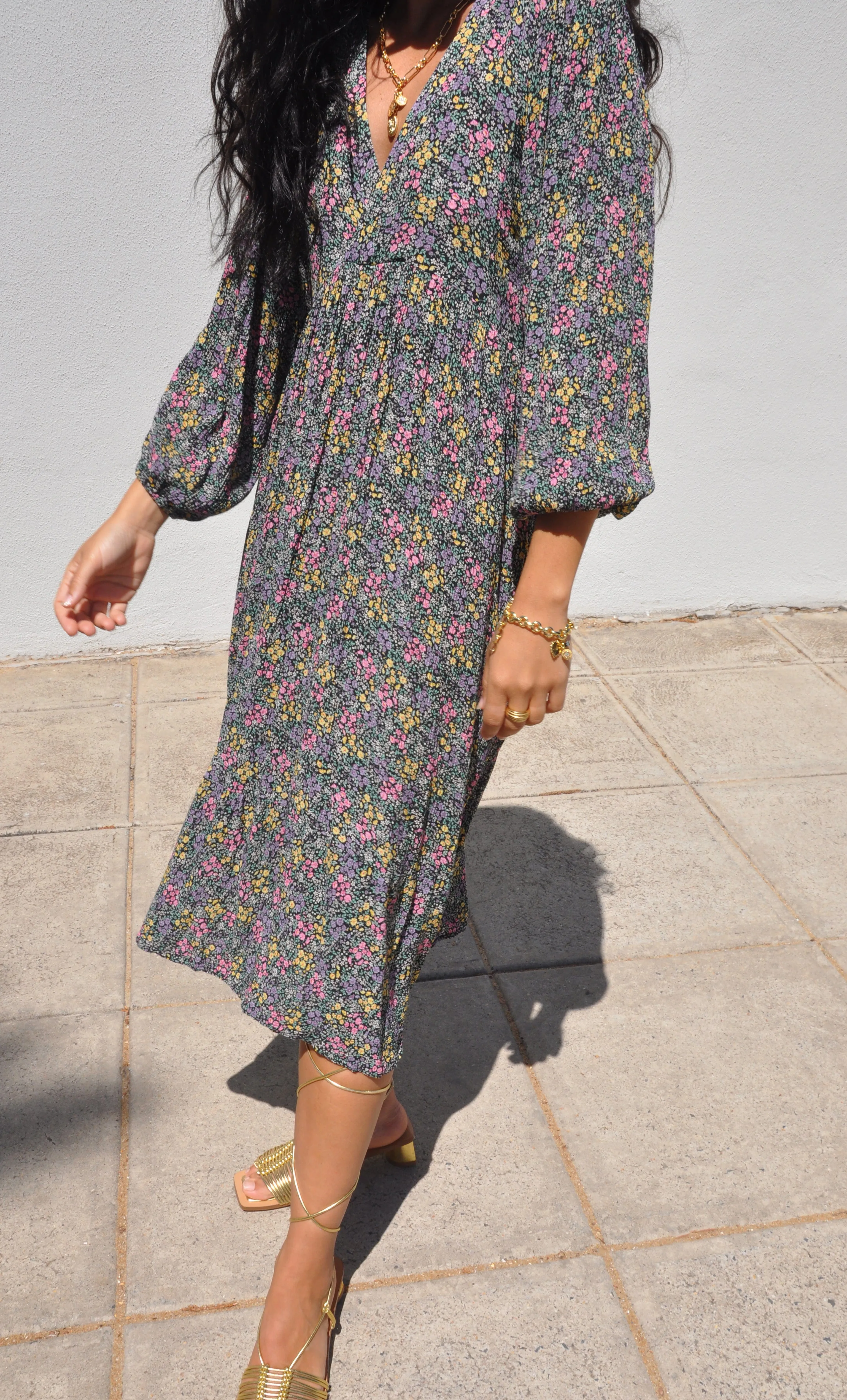 The Tunik Harper midi dress - Flower Fields Print