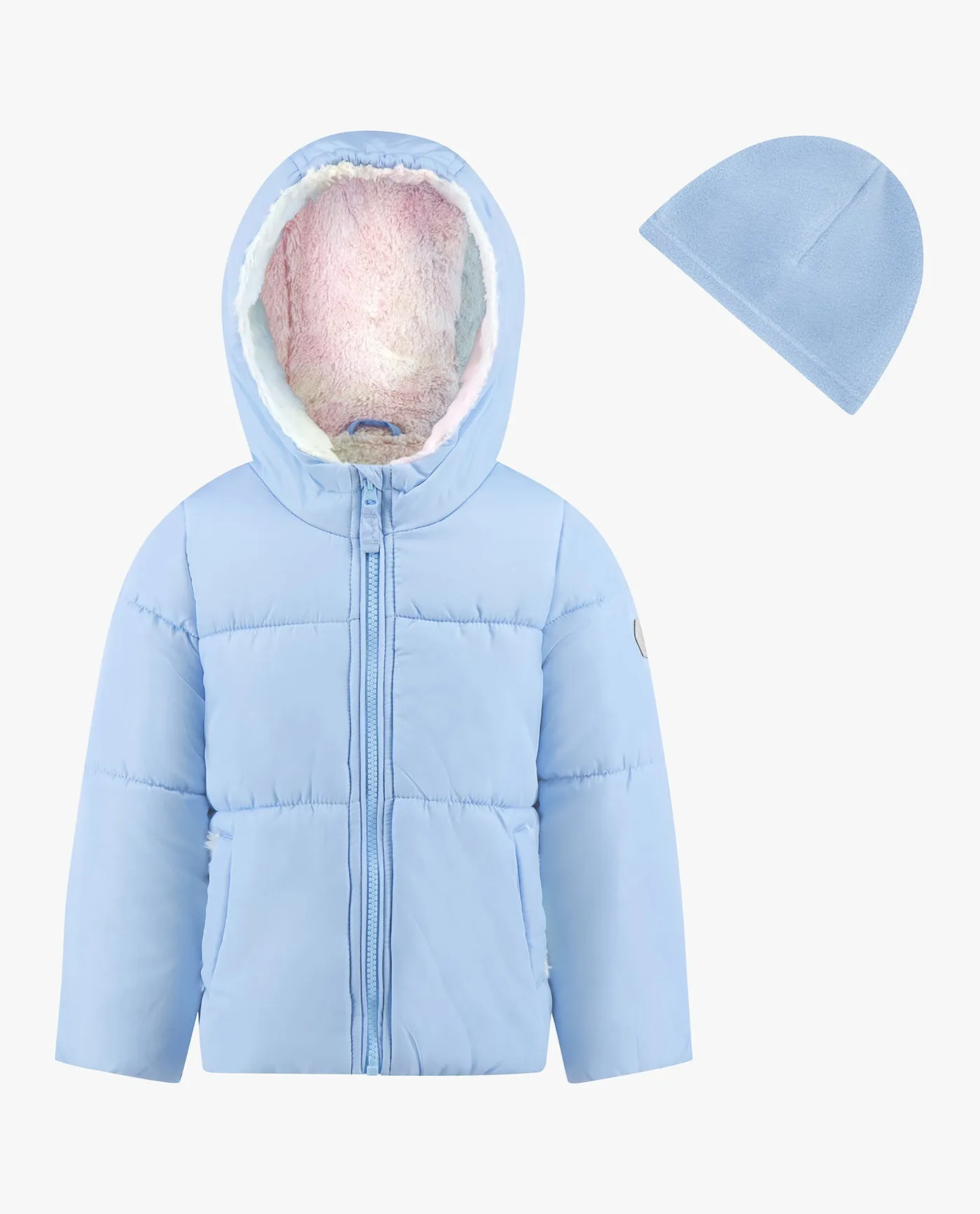 TODDLER GIRLS ZIP-FRONT HOODED LOOSE FIT PUFFER