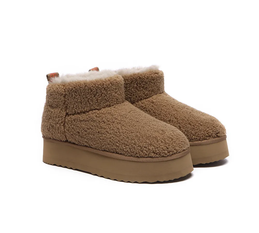 UGG Boots Sheepskin Wool Plush Ultra Platform Ankle Boots Teddycozy