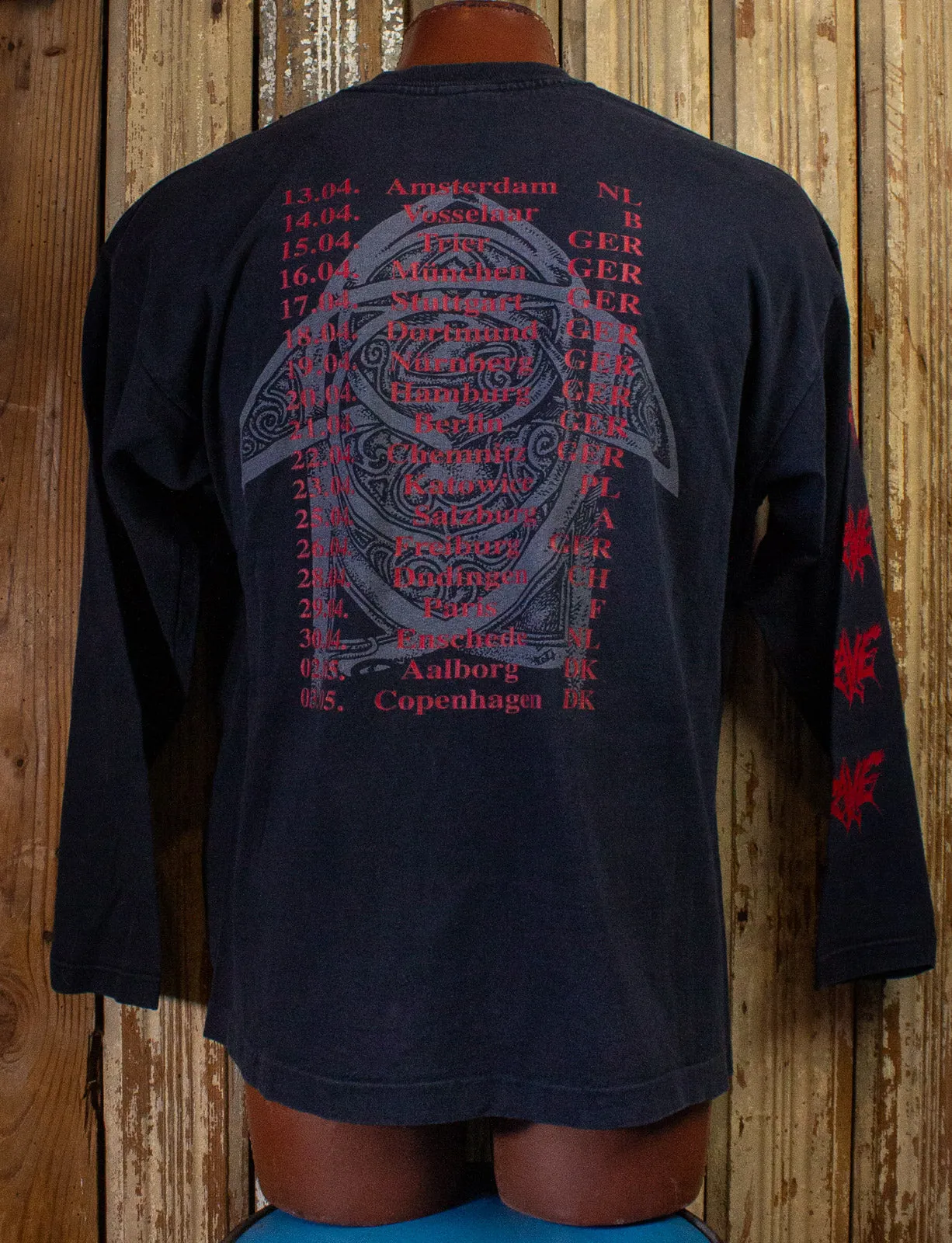 Vintage Grave European Tour Long Sleeve Concert T Shirt 1995 Black XL