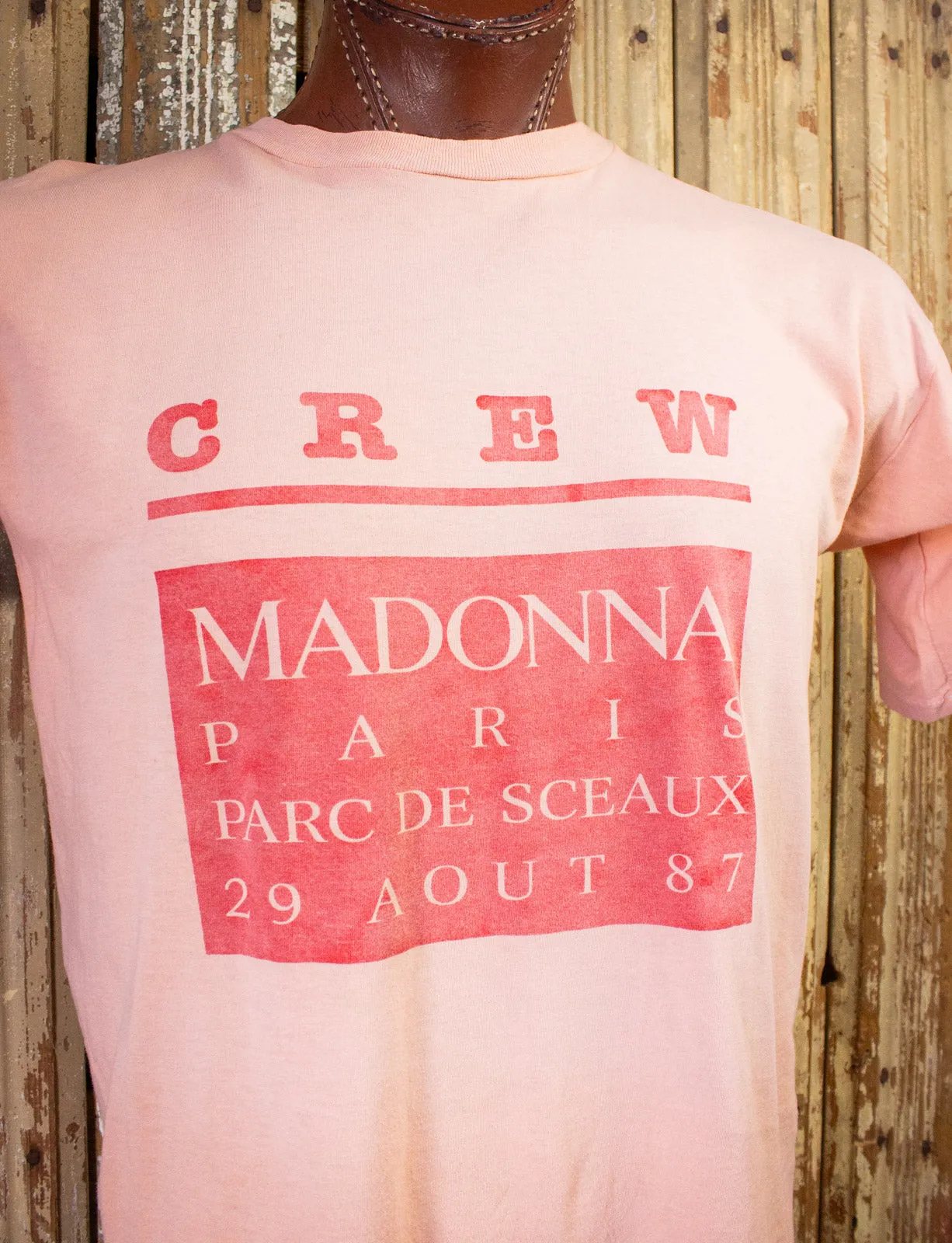 Vintage Madonna Paris, France Crew Concert T Shirt 1987 Pink XL