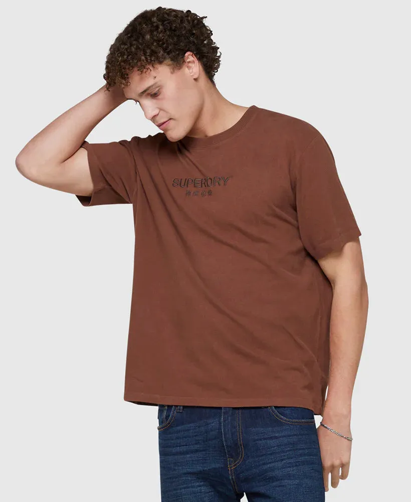 Vintage Tonal Embroidery Tee | Rock Brown