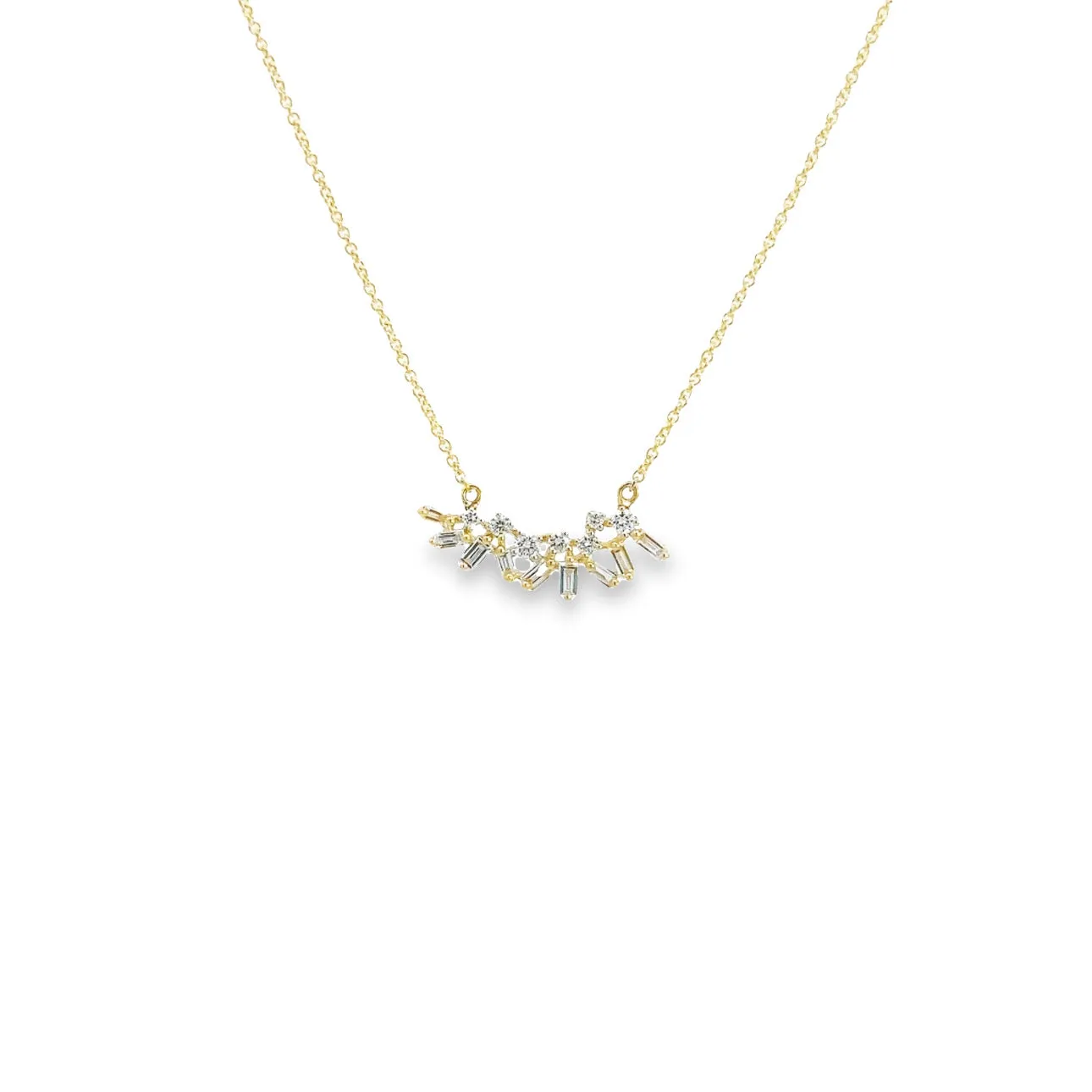 WD1225 14kt Yellow Gold Diamond Baguette Necklace