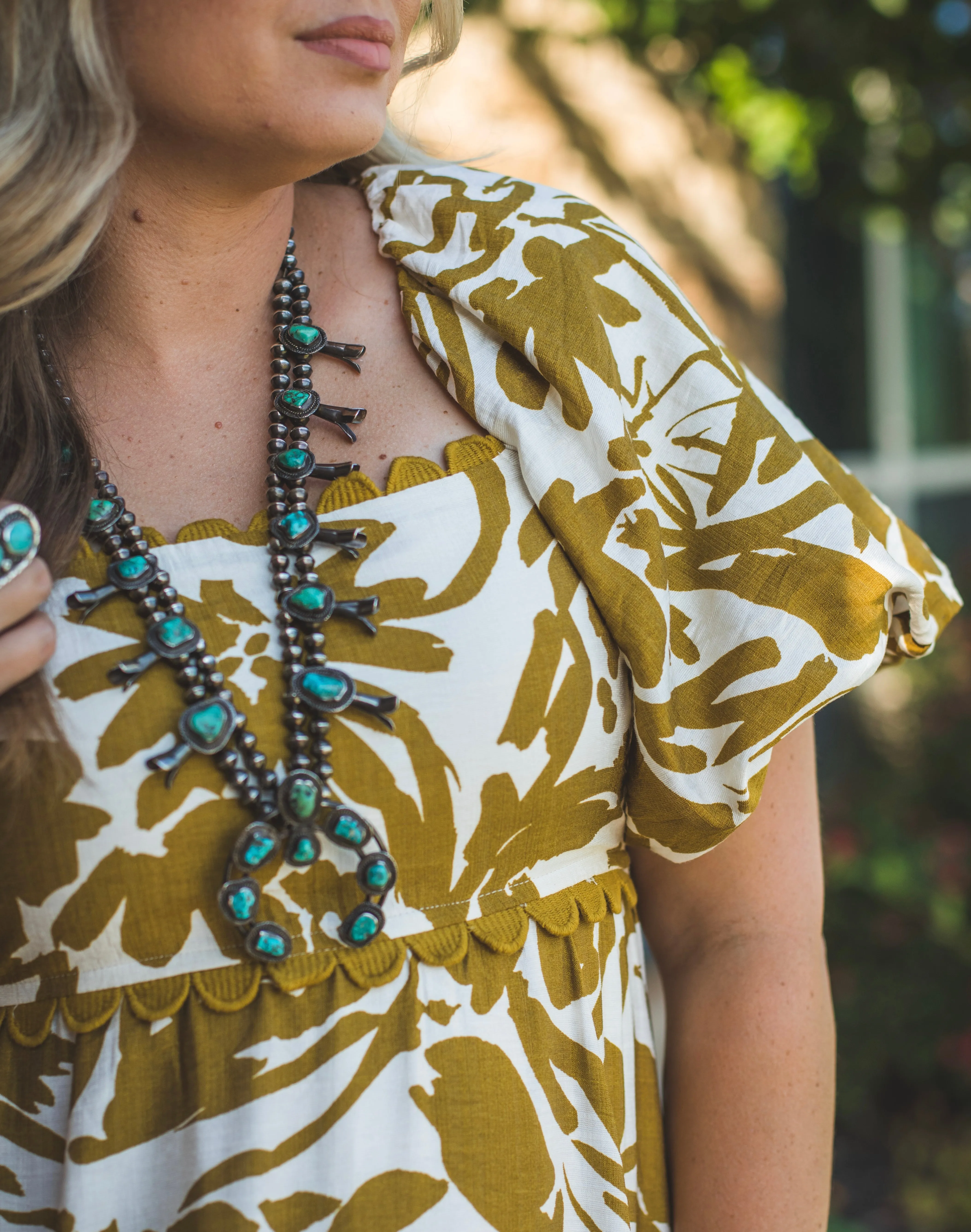 White and Dijon Maxi Dress