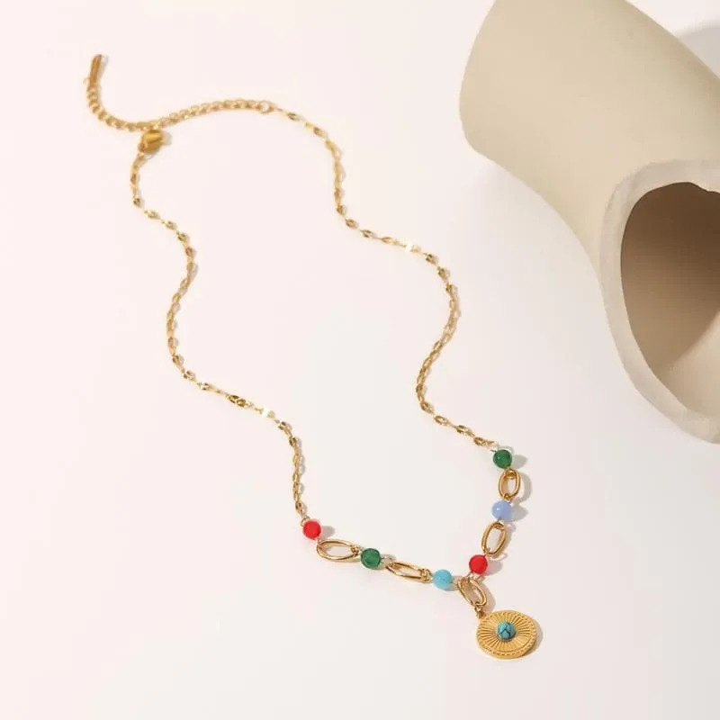 Women's Disc Set Turquoise Necklace