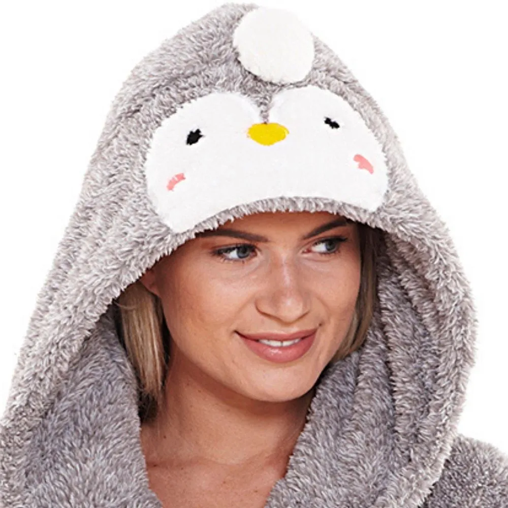 Women's Light Grey Penguin Dressing Gown