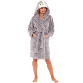 Women's Light Grey Penguin Dressing Gown