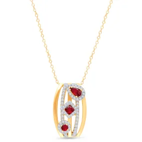 Yellow Gold Ruby & Diamond Heirloom Pendant